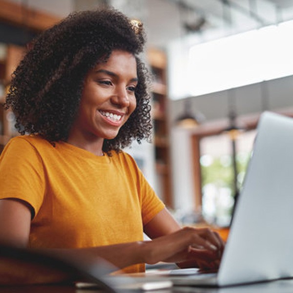 Woman using laptop