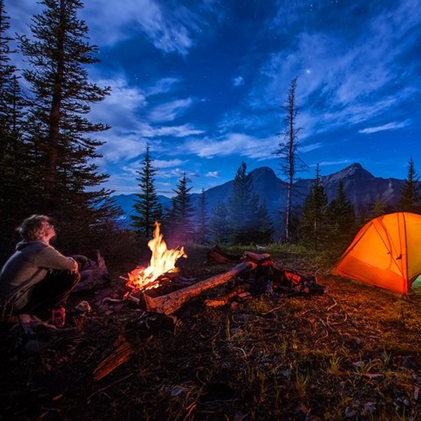 Camping at night