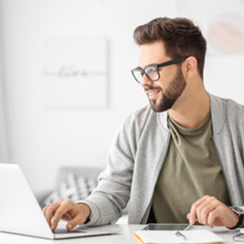 Woman using laptop